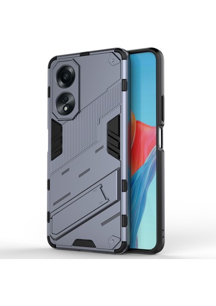 Oppo A58 4g Kapak Pc+Tpu Darbeye Dayanıklı Kickstand Telefon Kılıfı-Gri (Yurt Dışından)