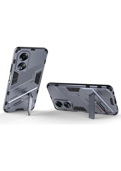 Oppo A58 4g Kapak Pc+Tpu Darbeye Dayanıklı Kickstand Telefon Kılıfı-Gri (Yurt Dışından) modelleri