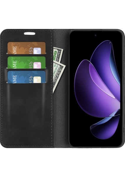 Oppo RENO13 F 5g Kılıf Cilt Dokunmatik Deri Cüzdan Telefon Kılıfı-Siyah (Yurt Dışından) fiyatları