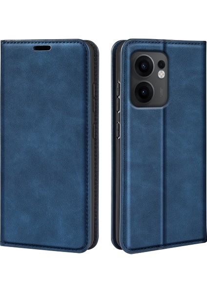 Oppo RENO13 F 5g Kılıf Cilt Dokunmatik Deri Cüzdan Telefon Kılıfı-Mavi (Yurt Dışından)