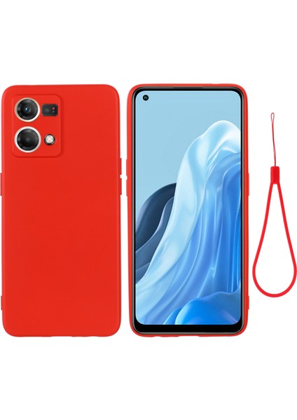 Oppo Reno7 4G/F21 Pro 4g Için Sıvı Silikon Telefon Kılıfı, Kalınlaştırıcı Tasarım Yumuşak Mikrofiber Astar Yastık Çizilmez Koruyucu Kılıf-Kırmızı (Yurt Dışından)