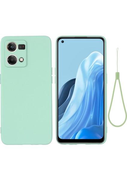 Oppo Reno7 4G/F21 Pro 4g Için Sıvı Silikon Telefon Kılıfı, Kalınlaştırıcı Tasarım Yumuşak Mikrofiber Astar Yastık Çizilmez Koruyucu Kılıf-Yeşil (Yurt Dışından)