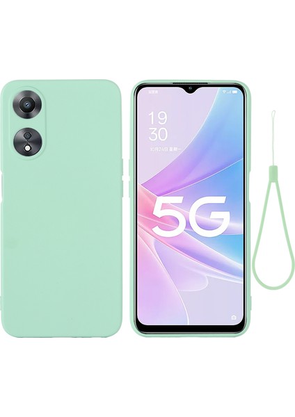 Oppo A58 5G/A58X 5G/A78 5g Için Telefon Kılıfı, Askılı Sıvı Silikon Toz Önleyici Yumuşak Astarlı Koruyucu Kılıf-Yeşil (Yurt Dışından)