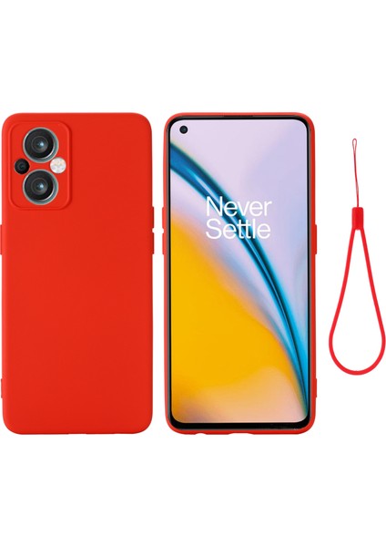 Oppo Reno7 Z 5g/reno7 Lite 5G/F21 Pro 5g/reno8 Lite 5g Sıvı Silikon Kılıf Hassas Kesikler Kamera Koruma Kılıfı Kayışlı-Kırmızı (Yurt Dışından)