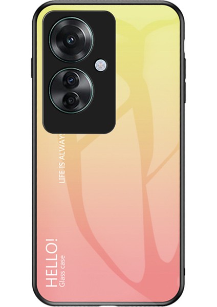 Oppo RENO11 F 5g Kılıf Temperli Cam+Pc+Tpu Hibrit Telefon Kılıfı-Degrade Sarı (Yurt Dışından)