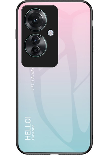 Oppo RENO11 F 5g Kılıf Temperli Cam+Pc+Tpu Hibrit Telefon Kılıfı-Degrade Pembe Mavi (Yurt Dışından)