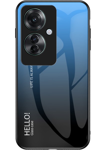 Oppo RENO11 F 5g Kılıf Temperli Cam+Pc+Tpu Hibrit Telefon Kılıfı-Degrade Mavi Siyah (Yurt Dışından)