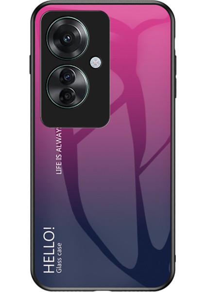 Oppo RENO11 F 5g Kılıf Temperli Cam+Pc+Tpu Hibrit Telefon Kılıfı-Degrade Gül (Yurt Dışından)