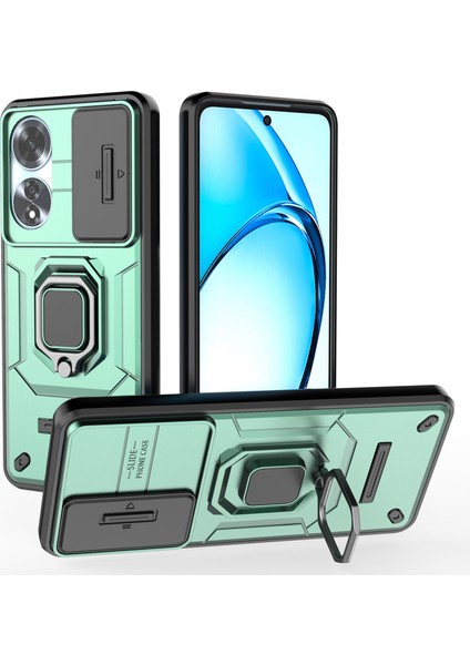 Oppo A60 4g Kılıf Camshield Kickstand Pc+Tpu Telefon Kılıfı-Yeşil (Yurt Dışından)