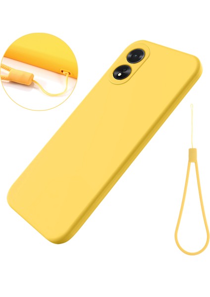 Darbeye Dayanıklı Sıvı Silikon Kabuk Oppo A38 4G/A18 4g Kılıf Cep Telefonu Kapağı-Sarı (Yurt Dışından)