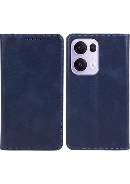 Oppo RENO13 5g(Global)Kılıf Güçlü Manyetik Pu Deri Telefon Kılıfı Buzağı Dokusu-Mavi (Yurt Dışından)
