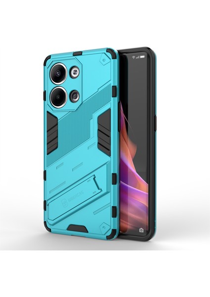 Oppo Reno9 Pro 5g Için Düşmeye Dayanıklı Telefon Kılıfı Kickstand Çift Katmanlı Tasarım Yumuşak Tpu Sert Pc Telefon Arka Kapağı-Bebek Mavisi (Yurt Dışından)