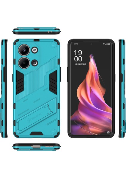 Oppo Reno9 Pro 5g Için Düşmeye Dayanıklı Telefon Kılıfı Kickstand Çift Katmanlı Tasarım Yumuşak Tpu Sert Pc Telefon Arka Kapağı-Bebek Mavisi (Yurt Dışından) fırsatları