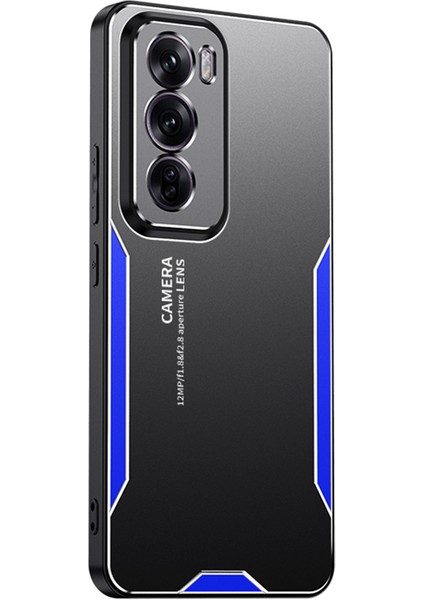 Oppo RENO12 5g(Global)Metal Telefon Kılıfı Alüminyum Alaşımlı Arka Kapak-Mavi (Yurt Dışından)