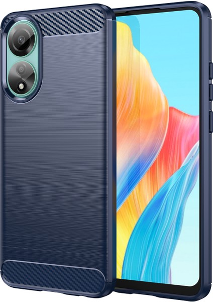 Oppo A78 4g Için Koruyucu Tpu Telefon Kılıfı, Karbon Fiber Doku Fırçalanmış Telefon Kılıfı-Mavi (Yurt Dışından)