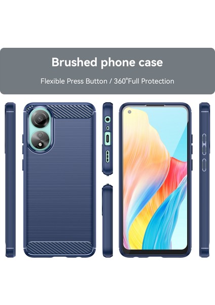 Oppo A78 4g Için Koruyucu Tpu Telefon Kılıfı, Karbon Fiber Doku Fırçalanmış Telefon Kılıfı-Mavi (Yurt Dışından) modelleri