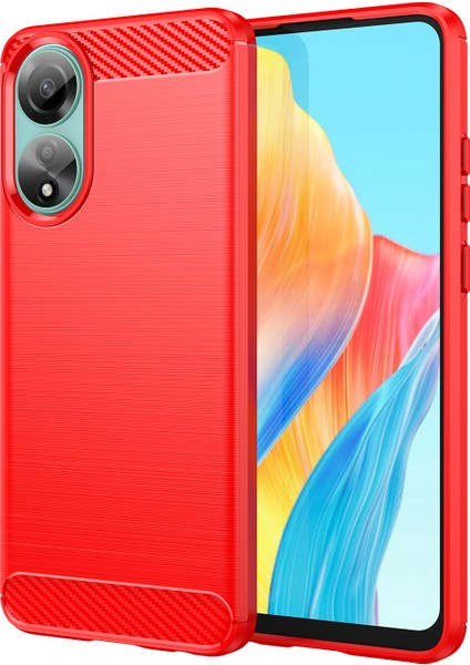 Oppo A78 4g Için Koruyucu Tpu Telefon Kılıfı, Karbon Fiber Doku Fırçalanmış Telefon Kılıfı-Kırmızı (Yurt Dışından)