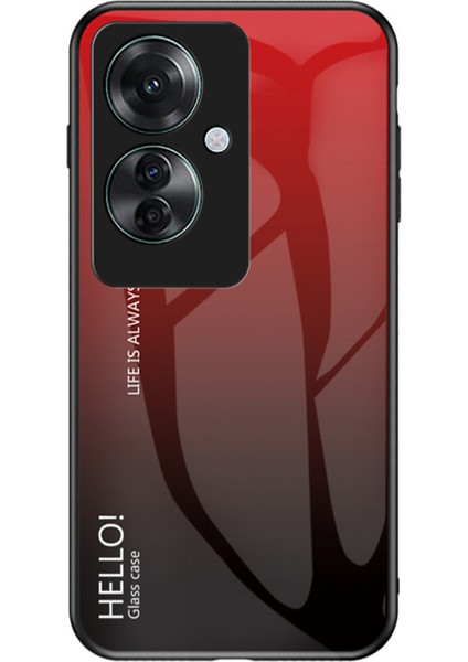 Oppo RENO11 F 5g Kılıf Temperli Cam + Pc + Tpu Hibrit Telefon Kılıfı - Degrade Kırmızı Siyah (Yurt Dışından)