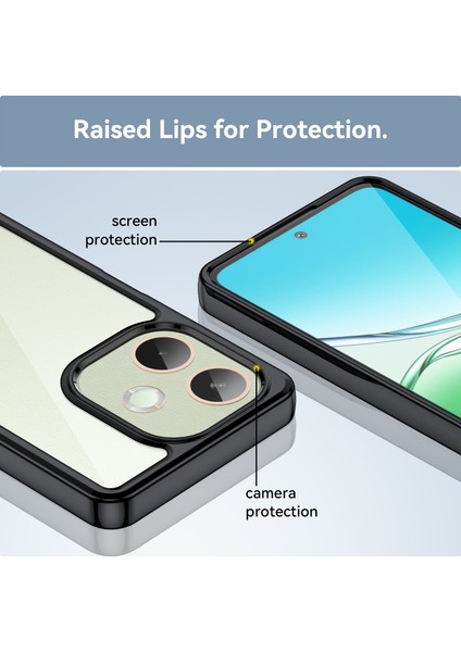 Oppo A5 Pro 4g(Global)/5g(Global)/a5 Energy 5g(China) Kılıf Tpu+Akrilik Koruyucu Şeffaf Telefon Kılıfı-Siyah (Yurt Dışından) indirimleri