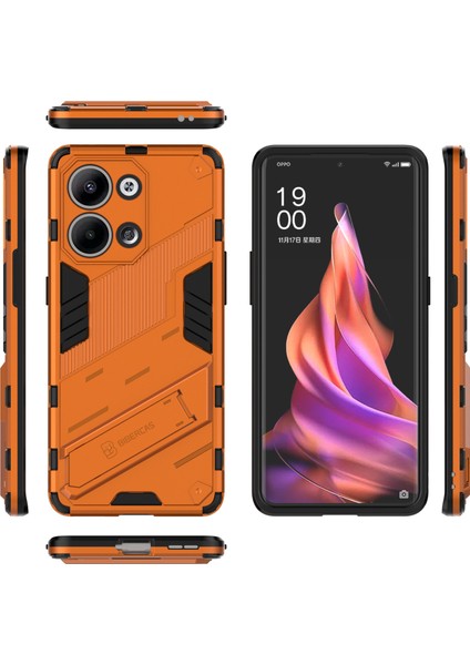 Oppo Reno9 Pro 5g Için Düşmeye Dayanıklı Telefon Kılıfı Kickstand Çift Katmanlı Tasarım Yumuşak Tpu Sert Pc Telefon Arka Kapağı-Turuncu (Yurt Dışından) fırsatları