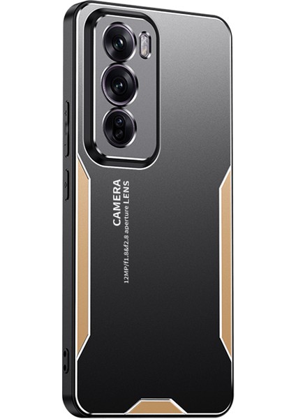 Oppo RENO12 Pro 5g (Global) Kılıf Alüminyum Alaşımlı Arka Koruyucu Telefon Kılıfı-Altın (Yurt Dışından)