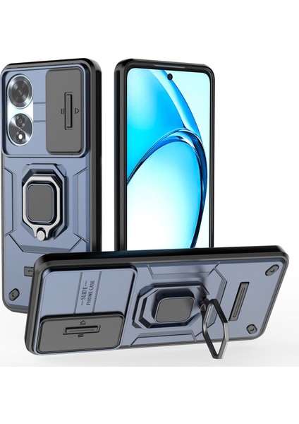 Oppo A60 4g Kılıf Camshield Kickstand Pc+Tpu Telefon Kılıfı-Mavi (Yurt Dışından)