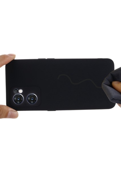 Oppo Reno7 5g (Global)/find X5 Lite Yumuşak Sıvı Silikon Kılıf Çizilmez Mikrofiber Astarlı Kamera Koruyucu Kılıf Kayışlı-Siyah (Yurt Dışından) modelleri