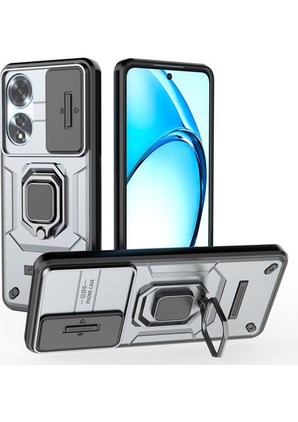 Oppo A60 4g Kılıf Camshield Kickstand Pc+Tpu Telefon Kılıfı-Gri (Yurt Dışından)