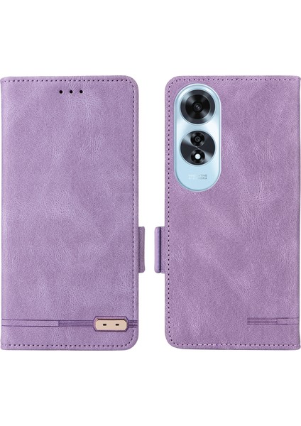 Oppo A60 4g Cüzdan Kılıf Donanım Dekor Pu Deri Stand Telefon Kılıfı-Mor (Yurt Dışından)