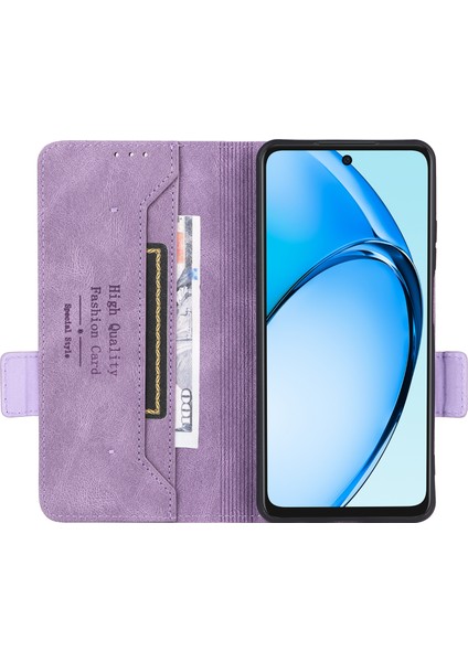 Oppo A60 4g Cüzdan Kılıf Donanım Dekor Pu Deri Stand Telefon Kılıfı-Mor (Yurt Dışından) fiyatları
