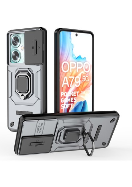 Oppo A79 5g/a2 5g Kılıf Kamera Koruma Pc+Tpu Telefon Kılıfı Halka Destekli-Gri (Yurt Dışından)