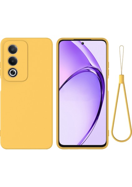 Oppo A80 5g Kılıf Sıvı Silikon Çizilmez Telefon Kılıfı El Kayışı Ile-Sarı (Yurt Dışından)