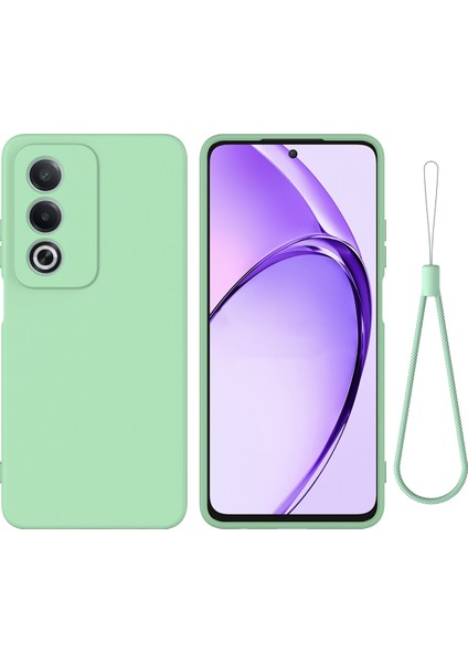 Oppo A80 5g Kılıf Sıvı Silikon Çizilmez Telefon Kılıfı El Kayışı Ile-Yeşil (Yurt Dışından)