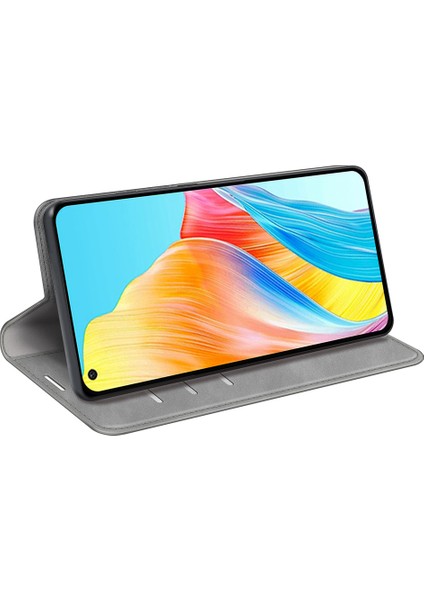 Oppo A78 4g Skin-Touch Deri Cüzdan Telefon Kılıfı Manyetik Otomatik Emici Stand Telefon Kılıfı-Gri (Yurt Dışından) indirimleri