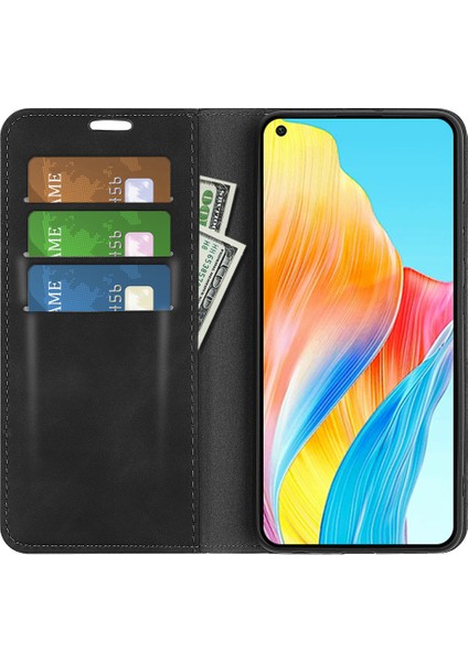Oppo A78 4g Skin-Touch Deri Cüzdan Telefon Kılıfı Manyetik Otomatik Emici Stand Telefon Kılıfı-Siyah (Yurt Dışından) fırsatları