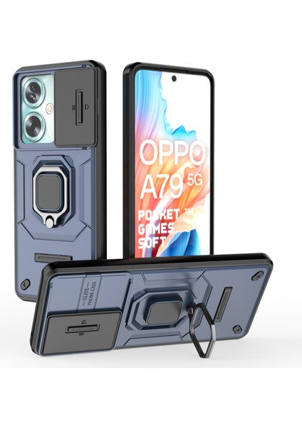 Oppo A79 5g/a2 5g Kılıf Kamera Koruma Pc+Tpu Telefon Kılıfı Halka Destekli-Mavi (Yurt Dışından)