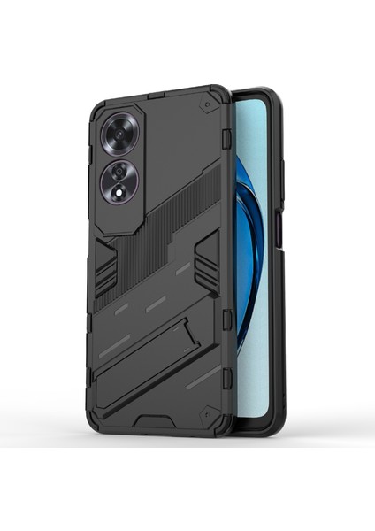 Oppo A60 4g Kılıf Dahili Ayaklı Pc + Tpu Darbeye Dayanıklı Telefon Kılıfı-Siyah (Yurt Dışından)