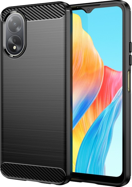 Oppo A38 4g Kılıf Esnek Tpu Telefon Kılıfı Fırçalanmış Karbon Fiber Doku Kabuk-Siyah (Yurt Dışından)