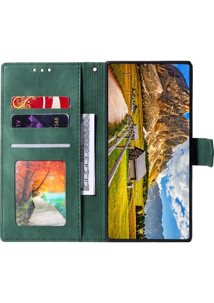Oppo RENO13 Pro 5g Deri Kılıf Ekleme Dikişli Cüzdan Telefon Kılıfı Bilek Kayışı Ile-Yeşil (Yurt Dışından) modelleri