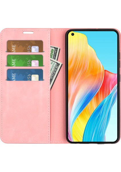 Oppo A78 4g Skin-Touch Deri Cüzdan Telefon Kılıfı Manyetik Otomatik Emici Stand Telefon Kılıfı-Pembe (Yurt Dışından) fırsatları