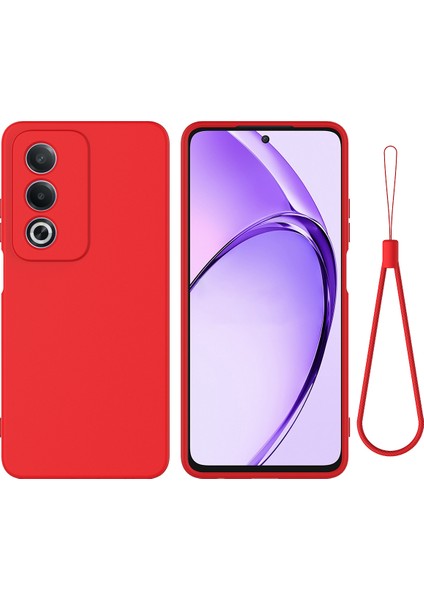 Oppo A80 5g Kılıf Sıvı Silikon Çizilmez Telefon Kılıfı El Kayışı Ile-Kırmızı (Yurt Dışından)
