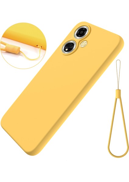 Oppo A59 5G/A2M 5g Cep Telefonu Kılıfı Yumuşak Astarlı Sıvı Silikon Düşmeye Lı Kapak-Sarı (Yurt Dışından)