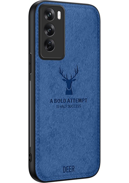 Oppo RENO12 Pro 5g (Global) Kılıf Geyik Desenli Deri + Pc + Tpu Telefon Kılıfı - Mavi (Yurt Dışından)