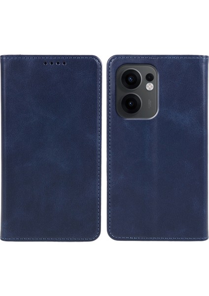 Oppo RENO13 F 4g/5g Kılıfı Güçlü Manyetik Pu Deri Telefon Kılıfı Buzağı Dokusu-Mavi (Yurt Dışından)