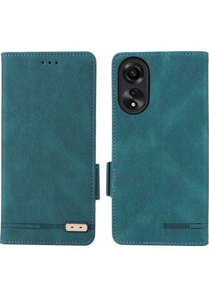 Oppo A78 4g Donanım Dekoru Düşmeye Karşı Telefon Kılıfı Pu Deri Cüzdan Standı Kapağı-Mavi (Yurt Dışından)