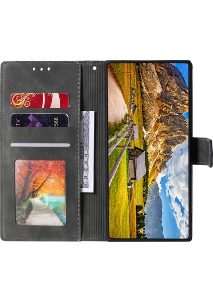 Oppo RENO13 Pro 5g Deri Kılıf Ekleme Dikişli Cüzdan Telefon Kılıfı Bilek Kayışı Ile-Gri (Yurt Dışından) modelleri
