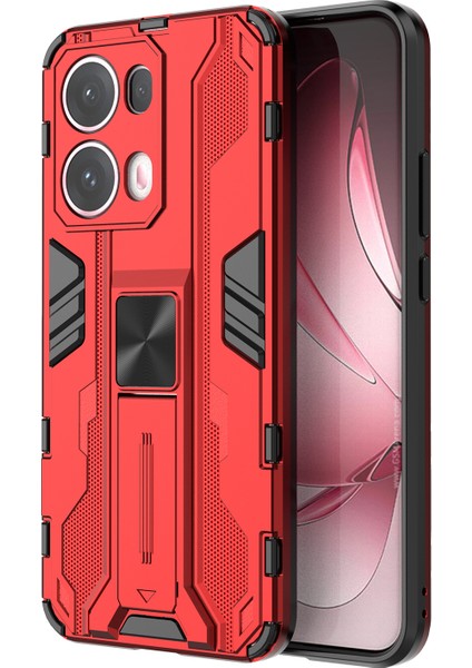 Oppo RENO13 Pro 5g Kılıf Pc+Tpu Darbeye Dayanıklı Telefon Kılıfı Kickstand Ile-Kırmızı (Yurt Dışından)