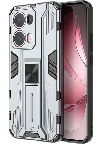 Oppo RENO13 Pro 5g Kılıf Pc+Tpu Darbeye Dayanıklı Telefon Kılıfı Kickstand Ile-Gri (Yurt Dışından)
