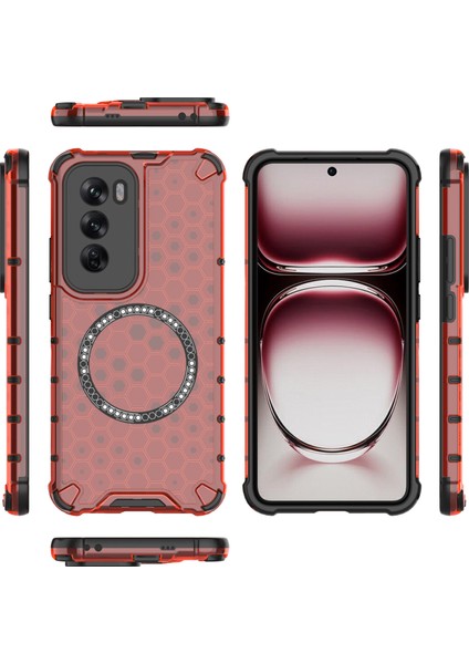 Oppo RENO12 Pro 5g (Küresel) Manyetik Kılıf Petek Doku Çift Katmanlı Tpu+Pc Telefon Kılıfı-Kırmızı (Yurt Dışından) indirimleri