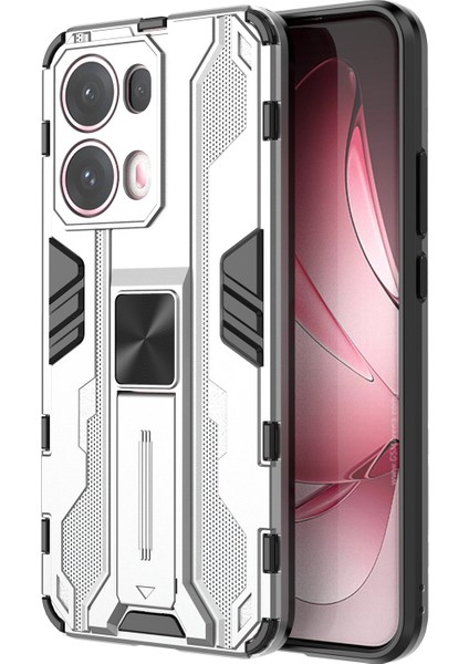 Oppo RENO13 Pro 5g Kılıf Pc+Tpu Darbeye Dayanıklı Telefon Kılıfı Kickstand Ile-Gümüş (Yurt Dışından)